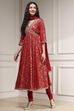 Off-White Cotton Foil Printed Anarkali Suit Set image number 3