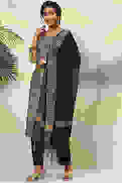 Beige Cotton Handloom Unstitched Suit Set image number 5