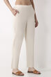 Off White Cotton Narrow Pants image number 3
