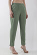 Bottle Green Cotton Solid Fitted Pants image number 3