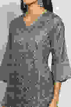 Blue Cotton Printed Unstitched Suit Set image number 2