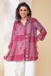 Maroon Viscose Rayon Asymmetric Shirt image number 5