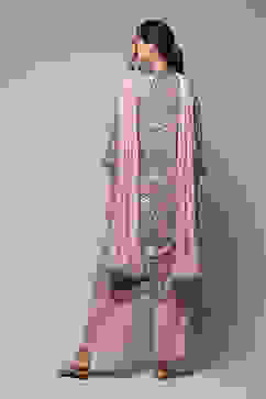 Beige Polyester Straight Kurta Palazzo Suit Set image number 4