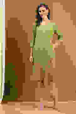 Green Solid Regular Fit Straight Kurta image number 5