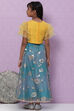 Yellow Art Silk Top With Flared Lehenga Set image number 4