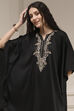 Black Modal Solid Kaftan Fusion Kurta Set image number 1