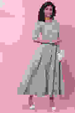 Sage Green Cotton Printed Kurta Dress image number 5