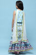 White Tiered Lehenga With Printed Blouse & Net Dupatta image number 5