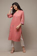 Peach Acrylic Straight Yarndyed Kurta image number 0