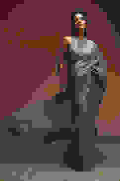 Sage Green Pure Chinnon Pre-Draped Saree image number 0