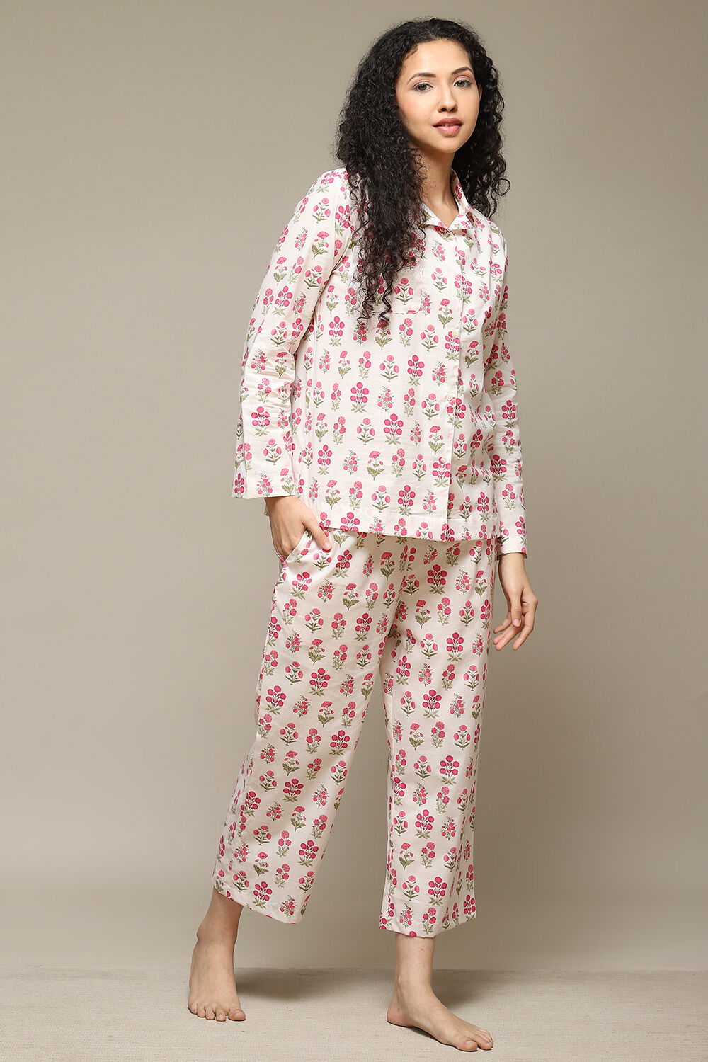 Navy Cotton Printed 2 Piece Sleepwear Set image number 5