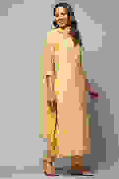 Yellow Organza Unstitched Suit set image number 7