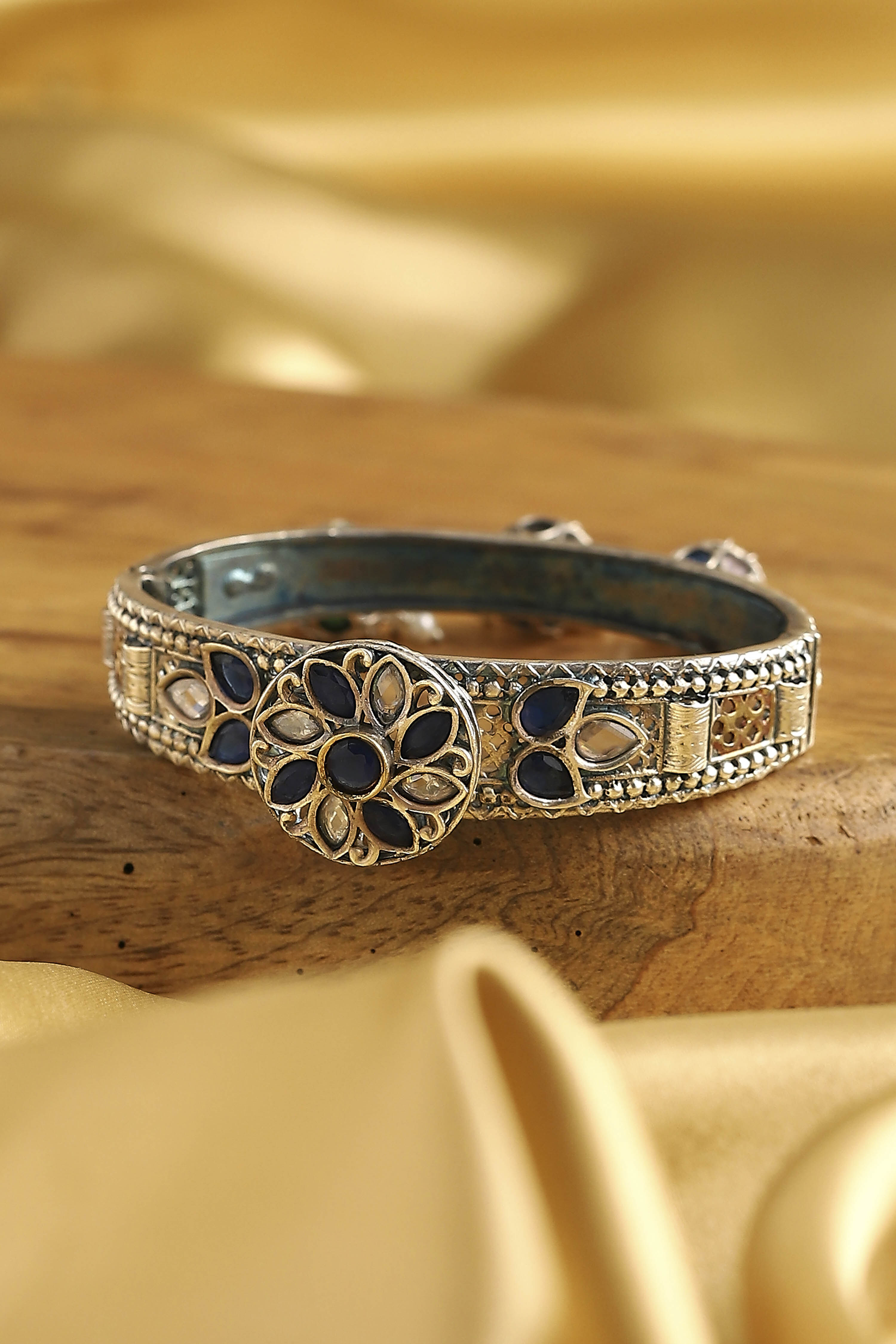 Navy Brass Oxidised Bangles image number 2