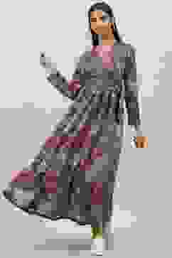 Pink Flared Printed Dress image number 5