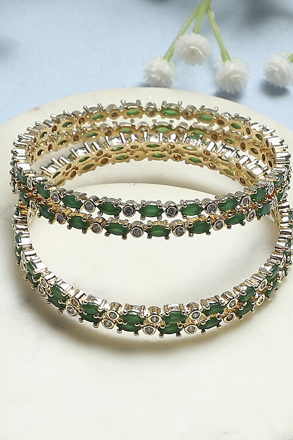 Green Stone Embellished Bangle image number 0