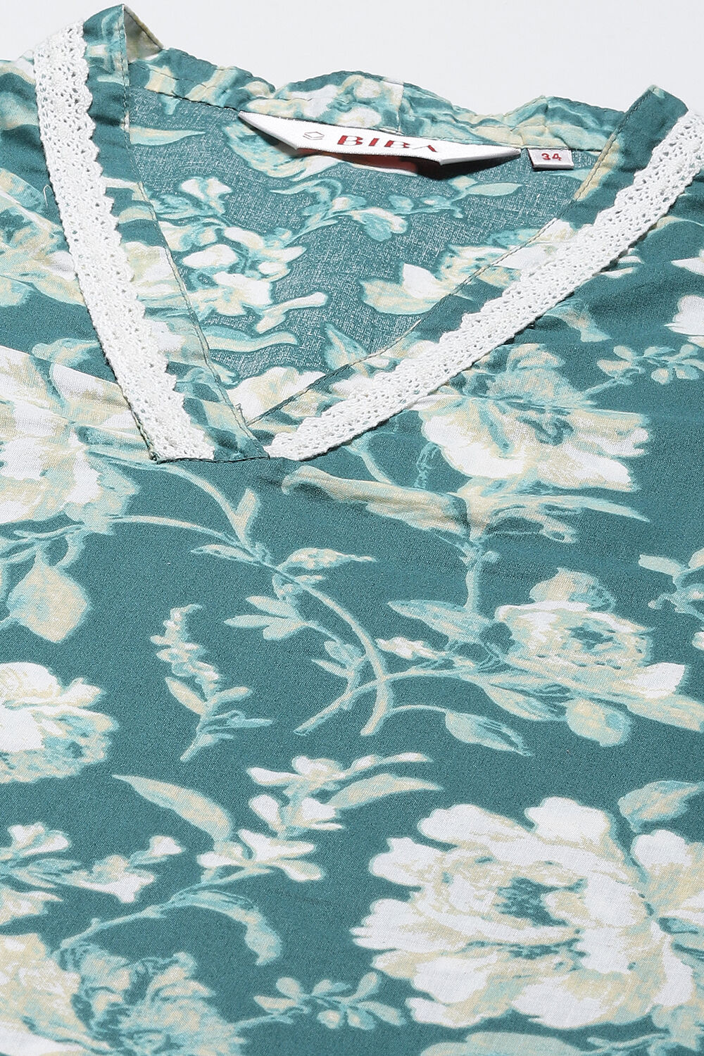 Teal Cotton Straight Kurta Set image number 1
