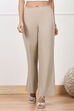 Beige Solid Relaxed Fit Pants image number 4