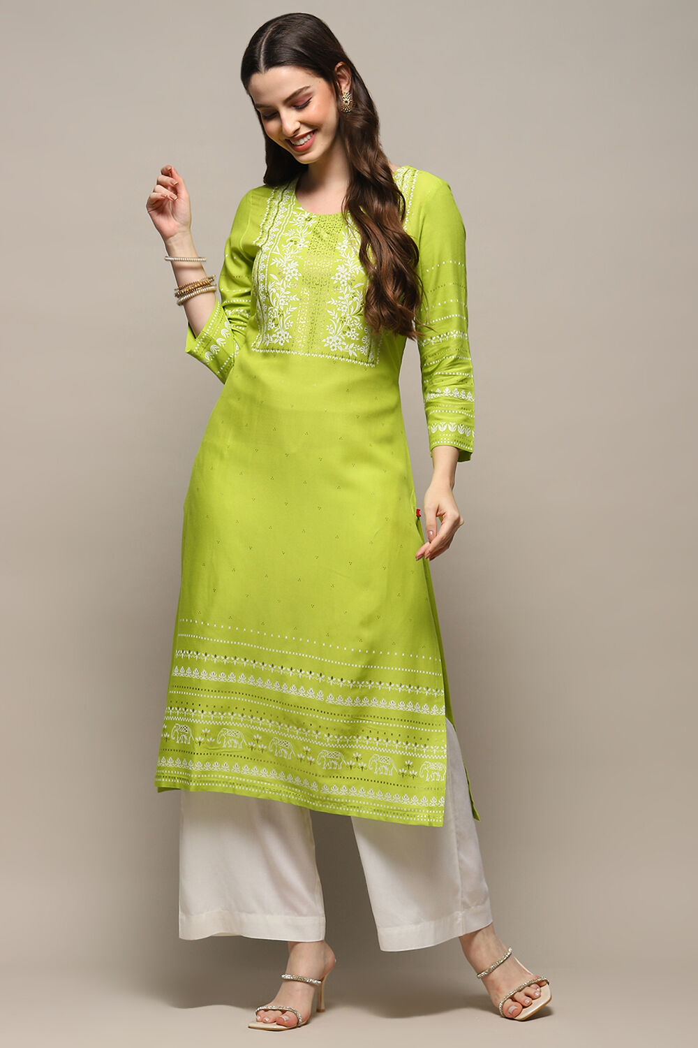 Pink Rayon flax Relaxed Kurta Palazzo Suit Set image number 0