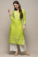 Green Rayon flax Relaxed Kurta Palazzo Suit Set