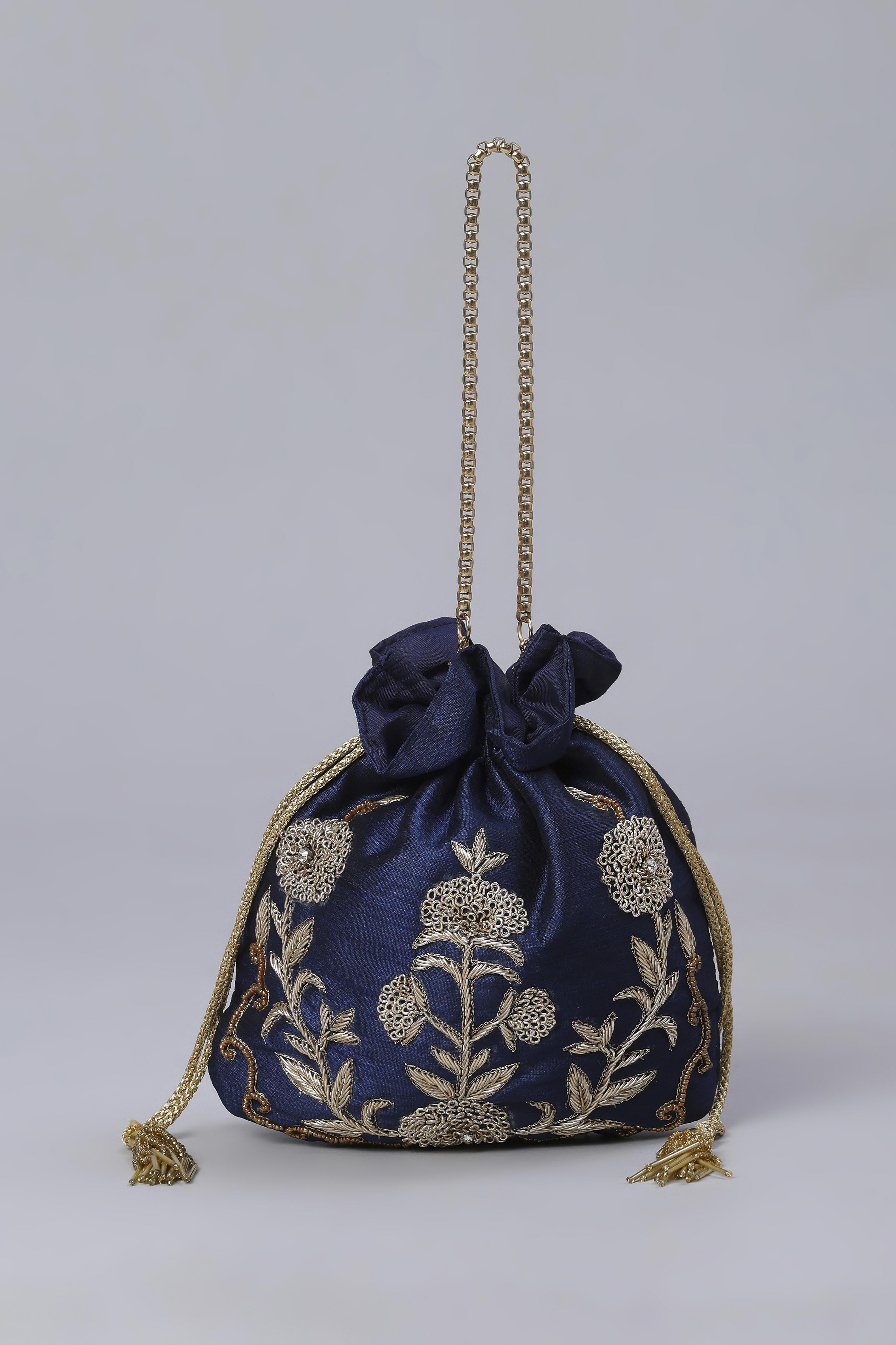 Royal Blue Fabric Potli Bag image number 1