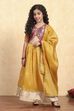 Yellow Brocade Solid Fitted Lehenga Set image number 5