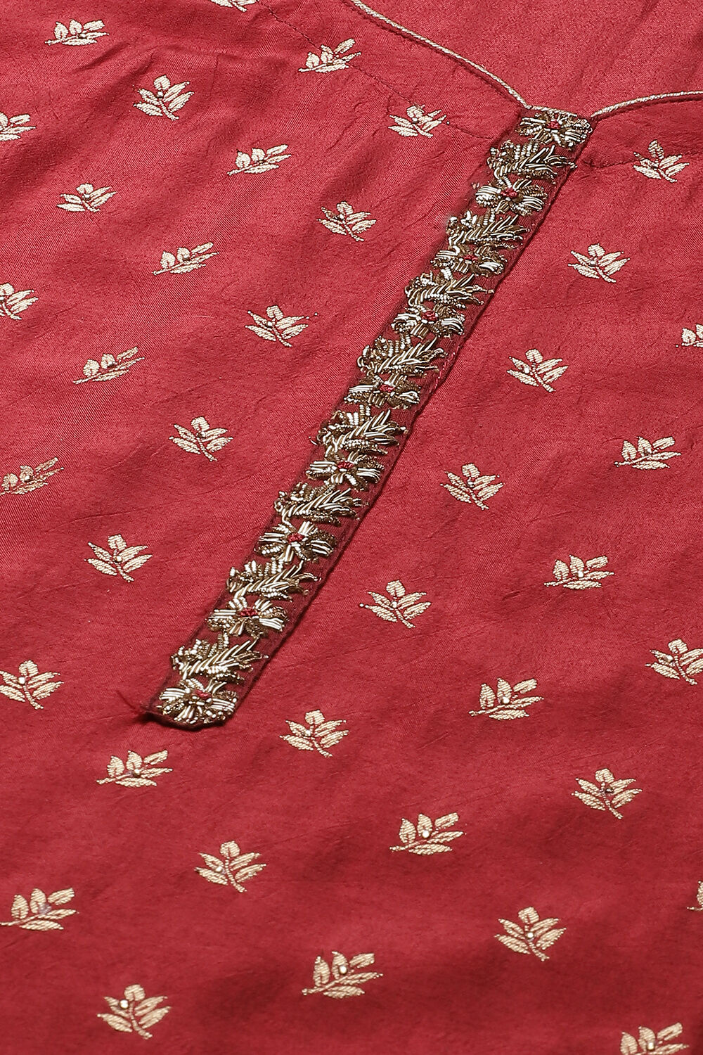 Off White Chanderi Machine Embroidered Unstitched Suit Set image number 1