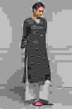 Indigo Blue Viscose Rayon Straight Kurta image number 4