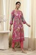 Pink Printed Straight Kurta image number 4