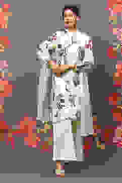 Rohit Bal Mint Green Cotton Blend Straight Kurta Suit Set image number 7