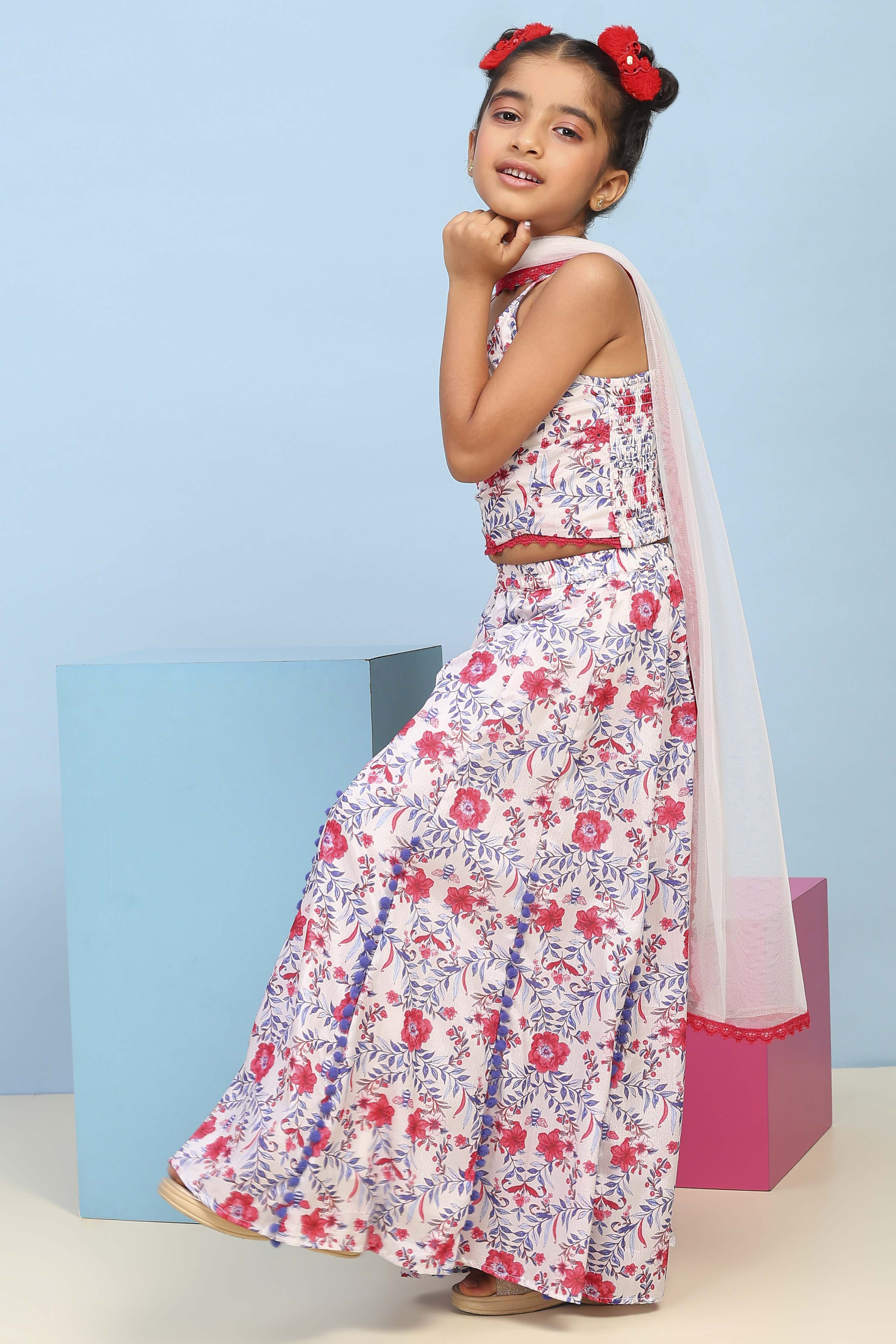 White Poly Chinon Printed Regular Suit Set image number 3