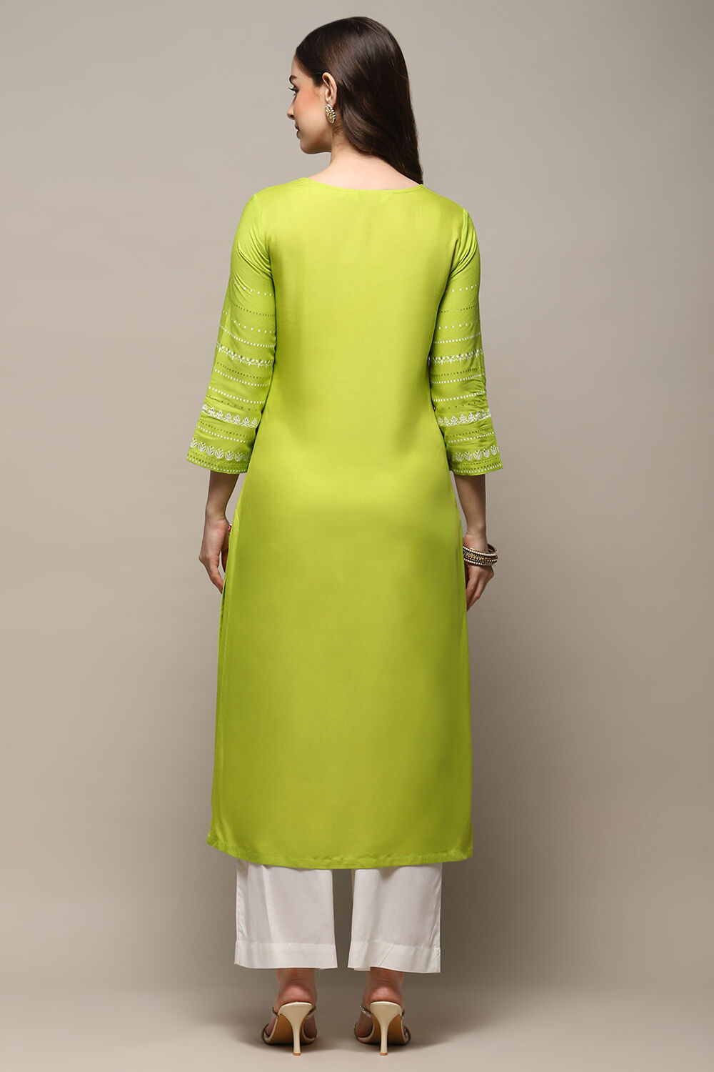 Pink Rayon flax Relaxed Kurta Palazzo Suit Set image number 4