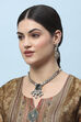 Green Pink Stone Necklace Set image number 1