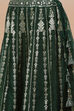 Green Jacquard Printed Mirror Work Lehenga Set image number 1