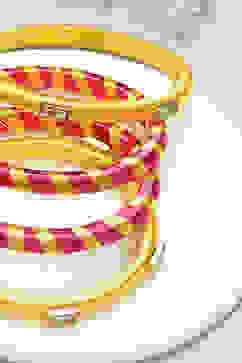 Dark Pink Mustard Yellow Plastic Thread Kids Bangles image number 1