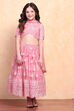 Rose Pink Net Blouse Lehenga Set image number 6