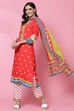 Red Rayon Straight Kurta Flared Palazzo Suit Set