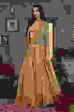 Gold Art Silk Regular Lehenga Set image number 3