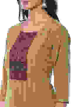 Beige Cotton Handloom Unstitched Suit Set image number 1