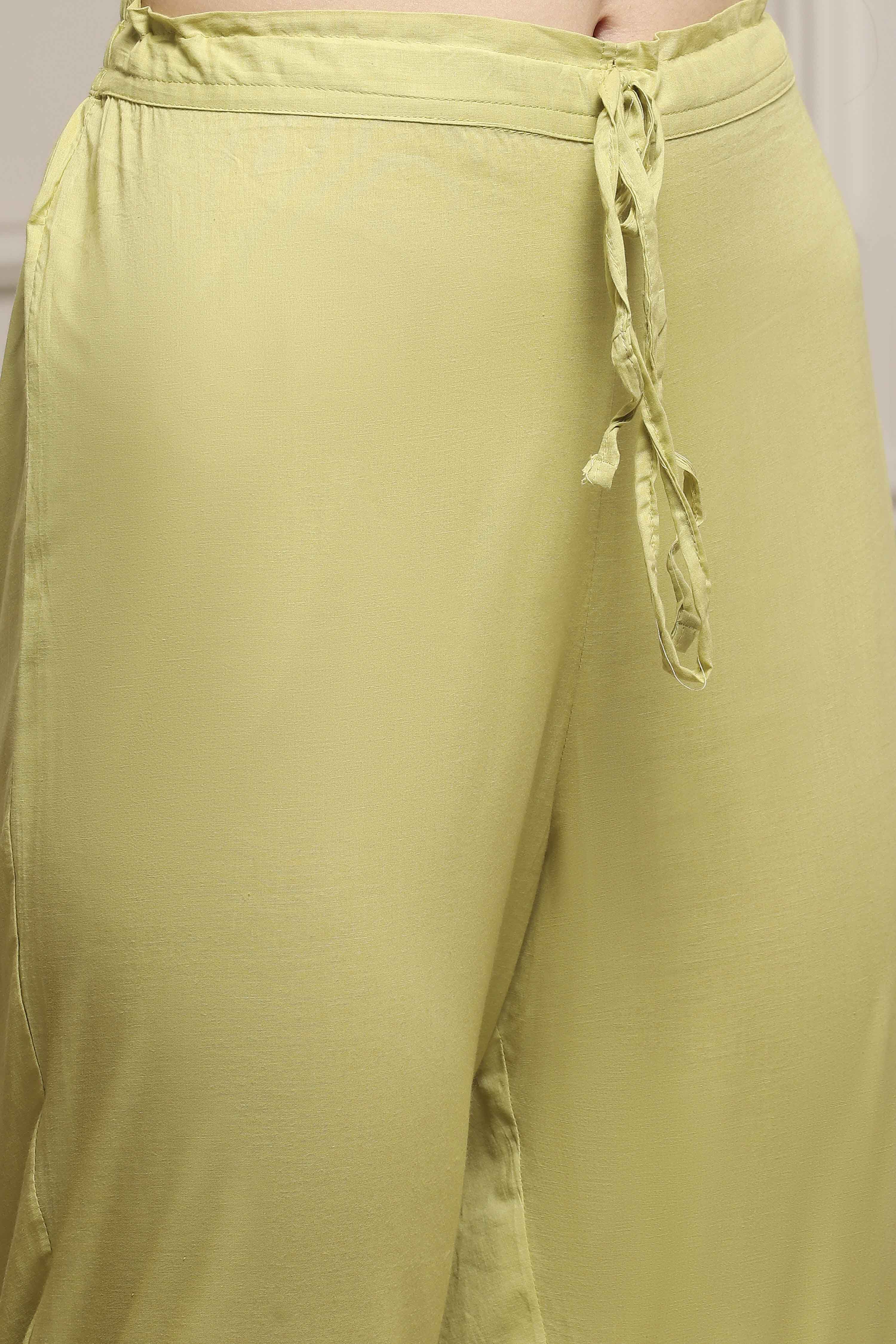 Peach Art Silk A-Line Kurta Regular Pant Suit Set image number 2