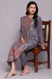 Grey Woollen Spun A-Line Kurta Narrow Pants Suit Set image number 0