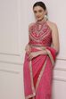 Pink Cotton Blend Printed Saree image number 0