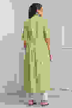 Green Viscose Rayon Flared Kurta Pants Set image number 4