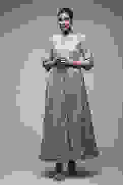 Gold Nylon Flared Cocktail Gown image number 1