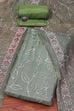 Olive Chanderi Unstitched Suit set image number 0