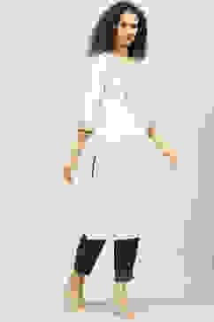 White Acrylic Straight Yarndyed Kurta image number 3