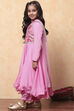 Pink Polyester Blend Anarkali With Jacket Suit Set image number 2