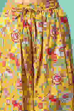 Yellow Poly Cotton A-Line Printed Kurta Dhoti Suit Set image number 2