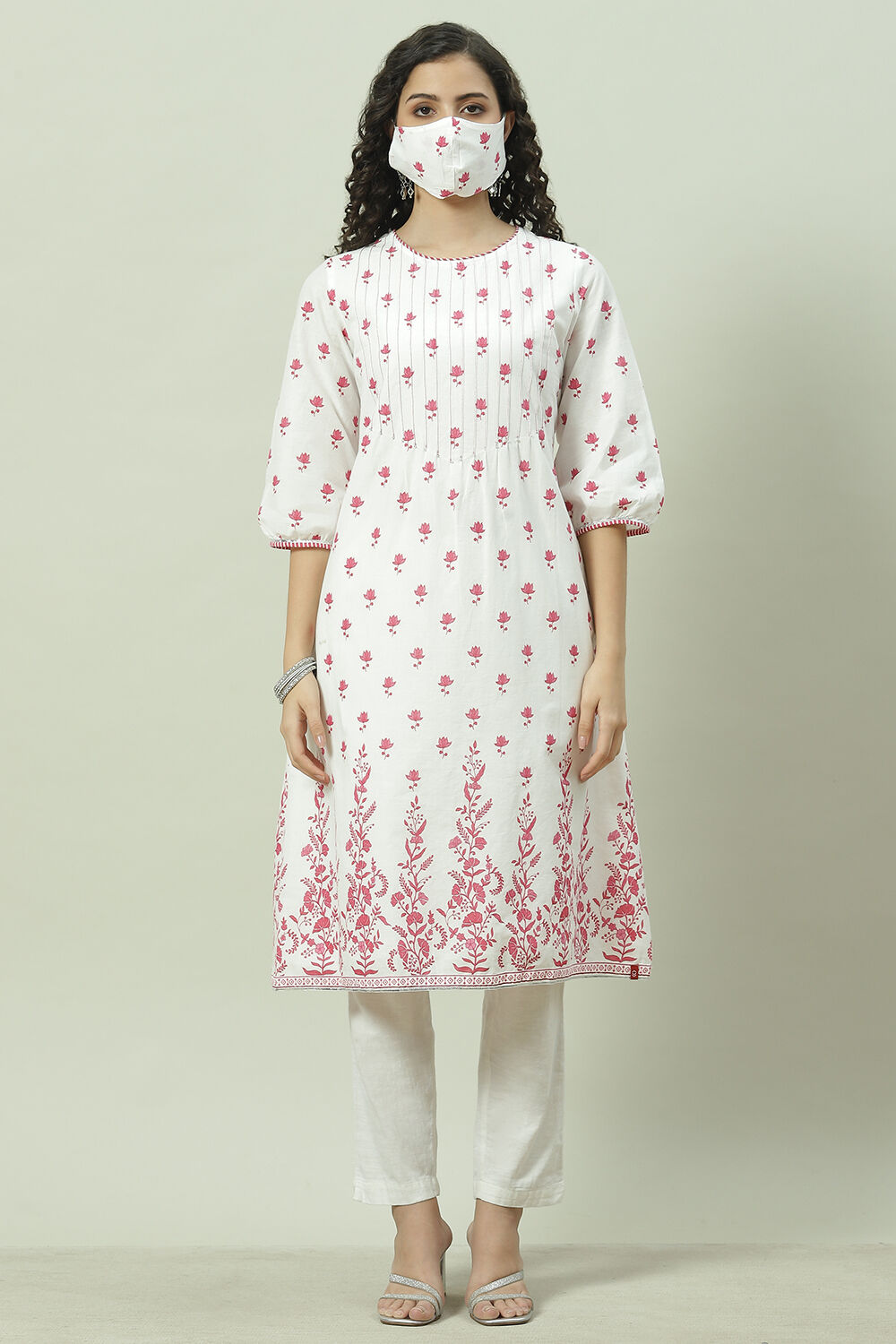 Sky Blue Cotton Straight Kurta image number 3