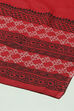 Red Flex Machine Embroidered Unstitched Suit Set image number 7