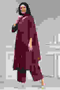 Rust Solid Gathered Suit Set image number 3